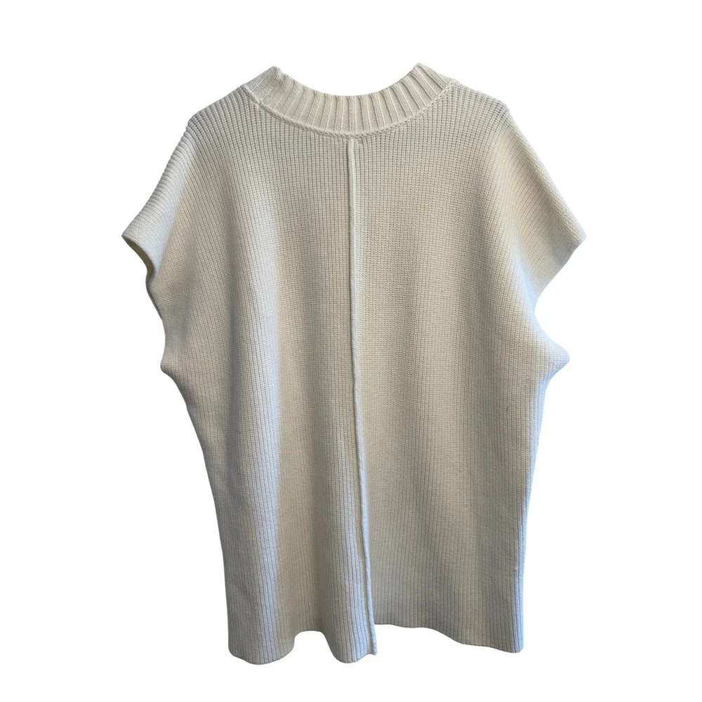 Maeve Anthropologie Womens Large Ivory Oversized Crew Neck Knit Sweater Vest - Picture 7 of 7